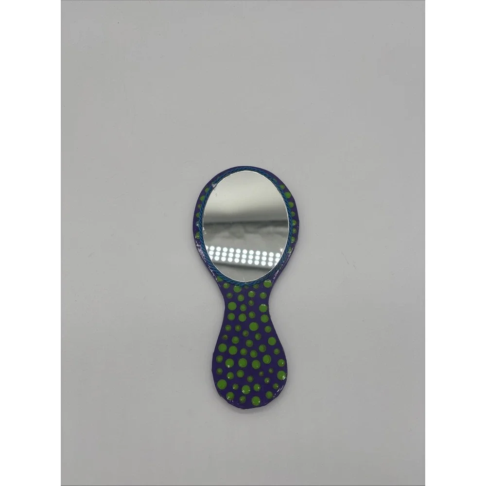 Frida‎ Kahlo Decorative Polka Dot Hand Held Mirror 7 1/2 X 4